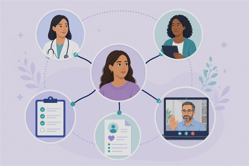 Collaborative behavioral health network connecting PCP, care manager, and consulting psychiatrist