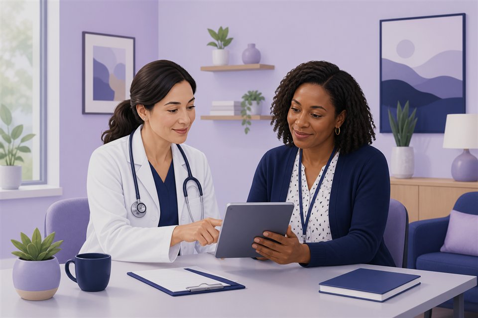 Primary care physician and behavioral health care manager in a collaborative care session